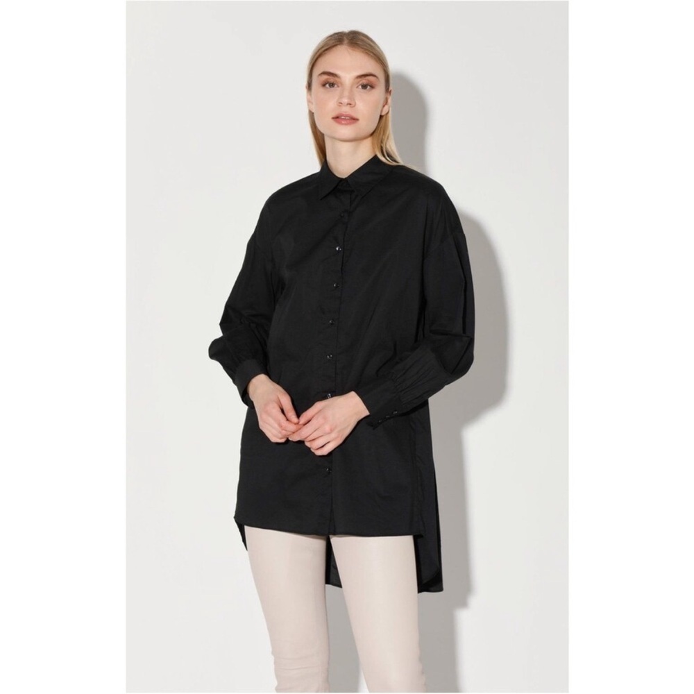 Walter Baker Vivian Collared Hi-Lo Button Down Tunic Top Minimalist 100% Cotton